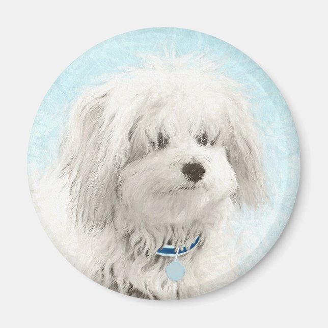 Koton de Tulear Painting - Cute Original Hund Art Magnet (Framsidan)