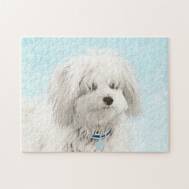 Koton de Tulear Painting - Cute Original Hund Art Pussel (Horisontell)