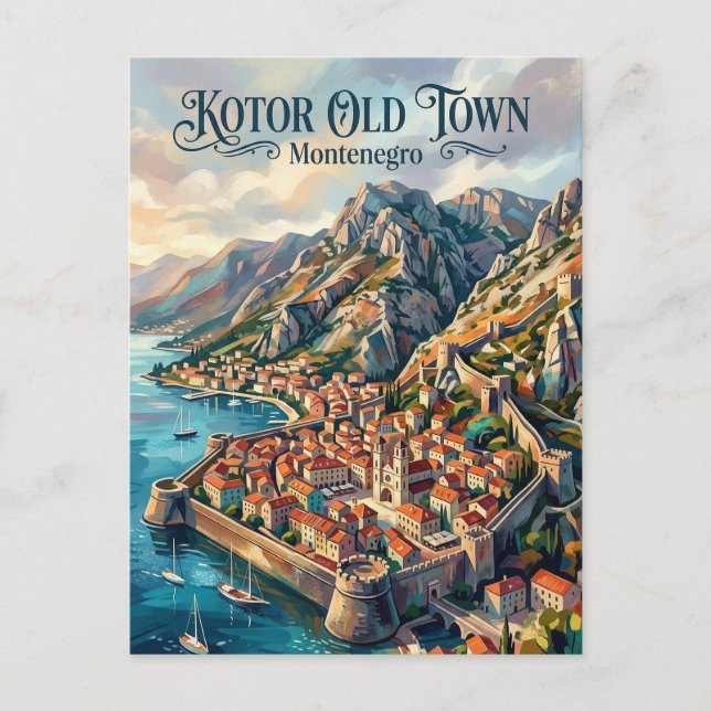 Kotor Gamla Stan Montenegro Vykort (Framsida)