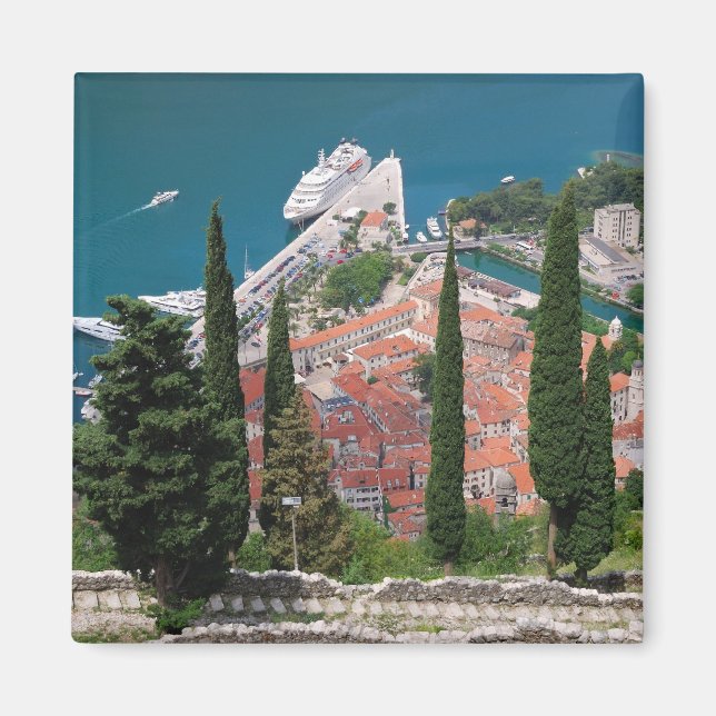 Kotor i Montenegro Square Magnet (Framsidan)
