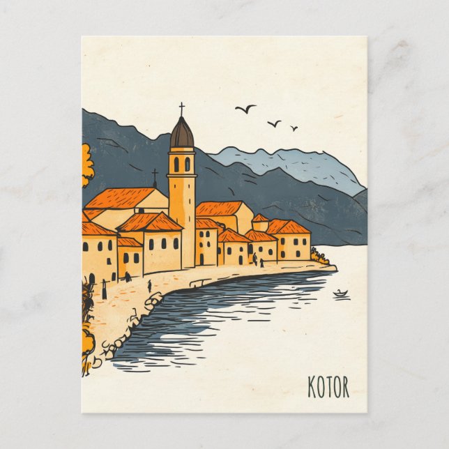 Kotor Montenegro Resa Vykort (Framsida)