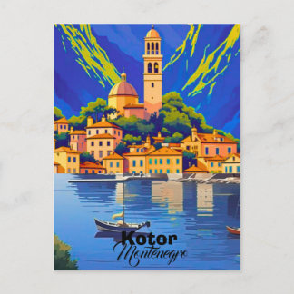 Kotor Montenegro Travel Art Postcard, Kotor Travel Vykort