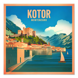 Kotor Montenegro vintage Fototryck