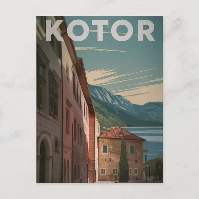 Kotor Montenegro vintage Vykort (Framsida)