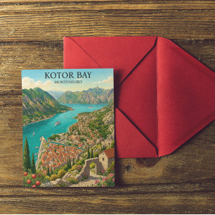 Kotorbukten Montenegro Retro Vintage Resa Vykort