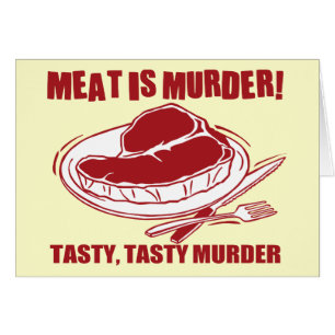 Kött är mord hälsningskort