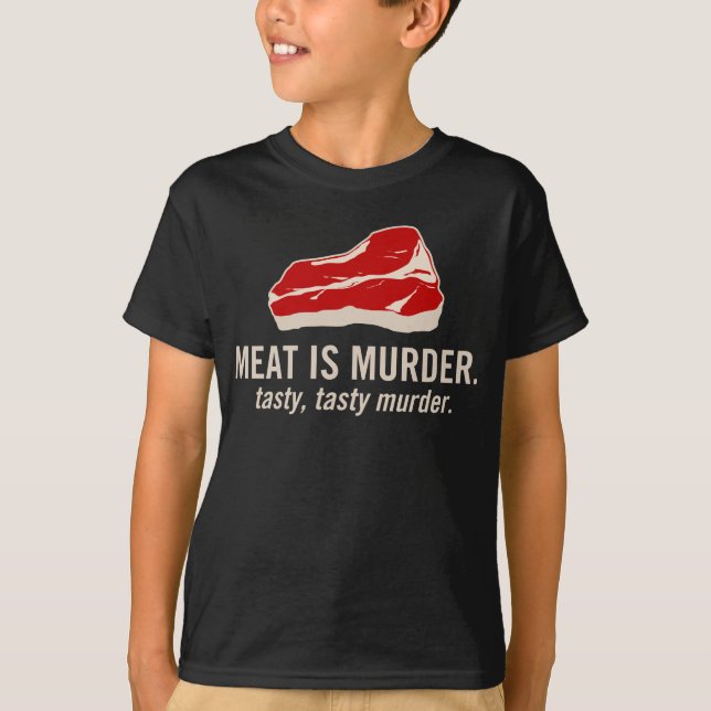 Kött är mord, smakligt mord tee (Framsida)