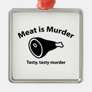 Kött är Murder. Ett otäckt mord. Julgransprydnad Metall