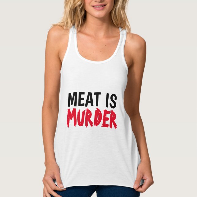 KÖTT ÄR MURDER T-shirts, Vegetarian Vegan Linne Med Racerback (Framsida)