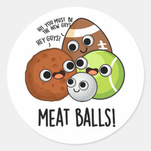 Kött Bollar Funny Food Pun Runt Klistermärke