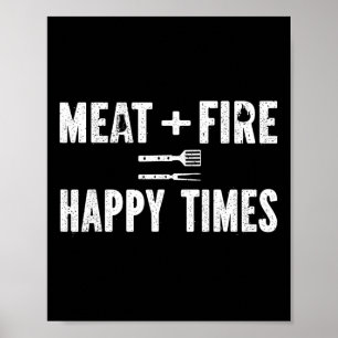 Kött Eld Glad Tid Rolig Bbq Grill Röker Barbe Poster