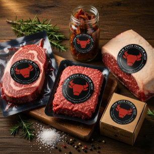 Kött från gården Premium Nötkött Affärsetikett Runt Klistermärke