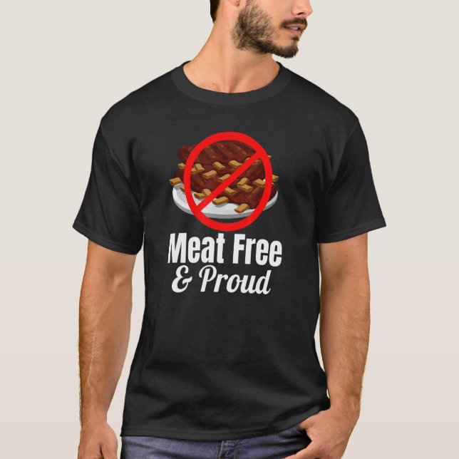 Kött-fria och stolta revben Röda Kött korsade ut T Shirt (Framsida)