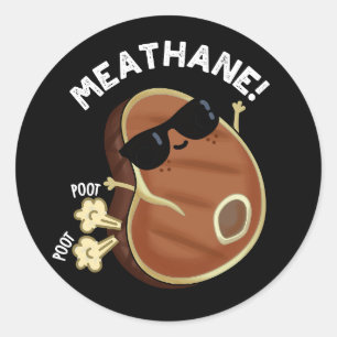 Kött-hane Funny Farting Kött Pun Mörk BG Runt Klistermärke