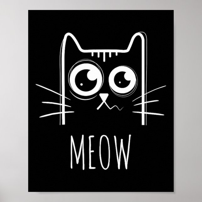 Kött kattfartyg Meow Kattunge Cute Cat Mamma och C Poster (Framsidan)