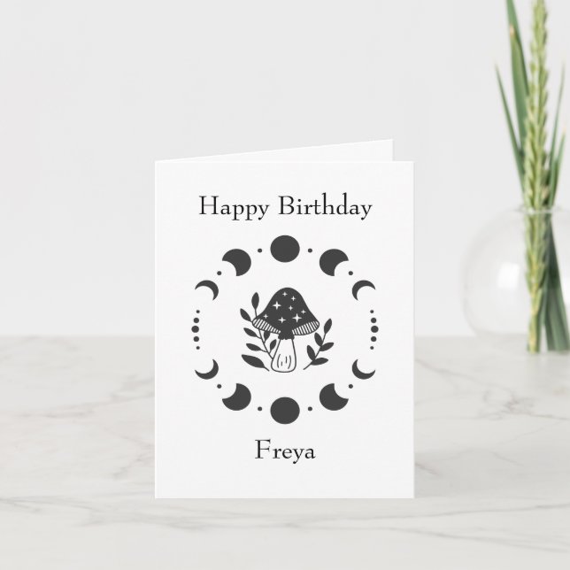 Kött kort för hälsning av födelsedagen i Måne-fase (Framsida)