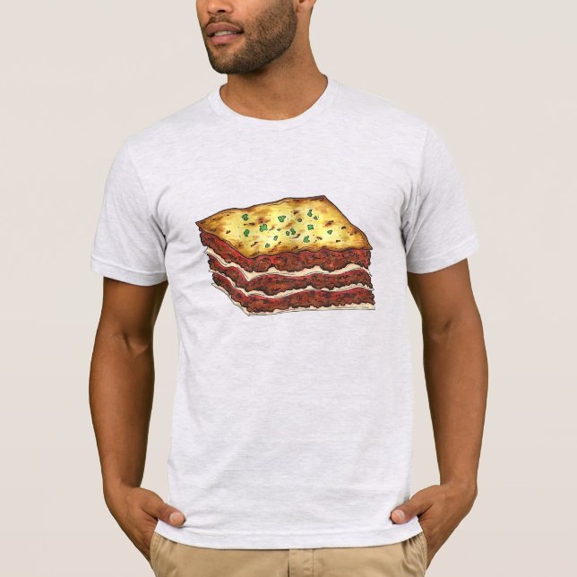 Kött Lasagna Lasagna Restaurant Food Italy Food T Shirt (Framsida)