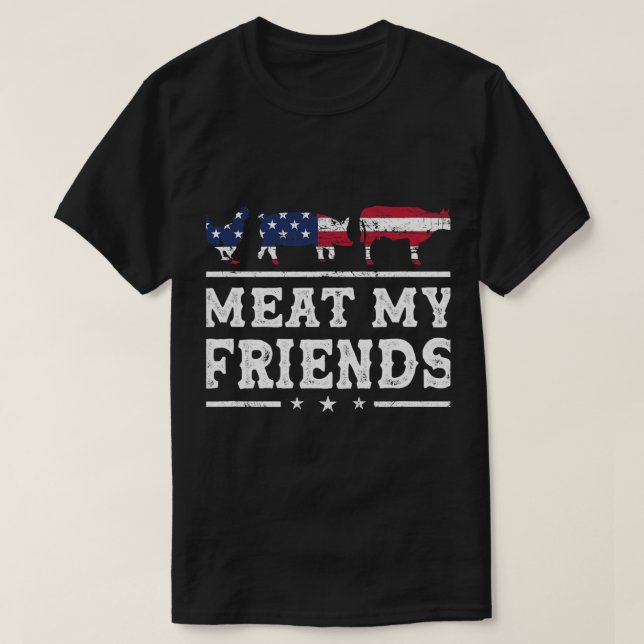 Kött Mina vänner Grilling Pitmaster Smoker Grillma T Shirt (Design framsida)