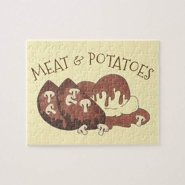 Kött och potatis Meatloaf Mushroom Gravy Middag Pussel (Horisontell)