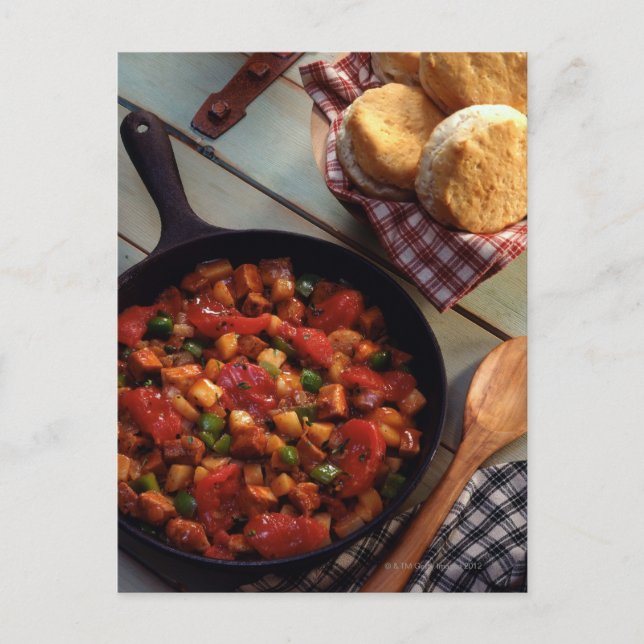 Kött och potatishash med kex vykort (Framsida)