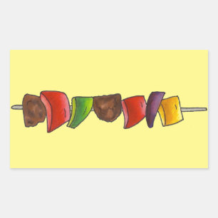 Kött och Vegetable Kebab Street Kött Veggie Skewer Rektangulärt Klistermärke