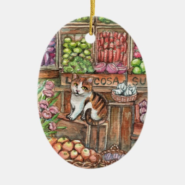 Kött på marknaden julgransprydnad keramik (Framsidan)