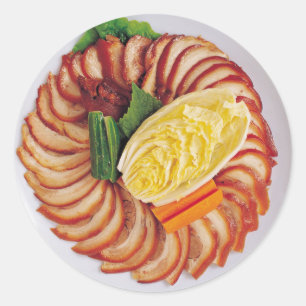 Kött Platter Runt Klistermärke