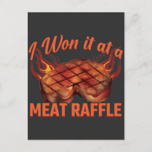 Kött Raffle Winner BBQ Steak Butcher Minnesota Vykort