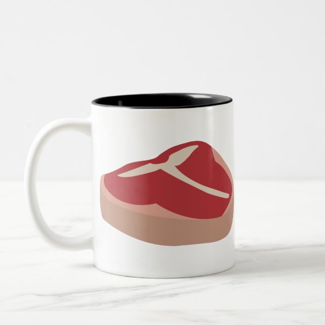 Kött Raw Steak Fresh Protein Gris Chop Beefsteak Två-Tonad Mugg (Vänster)