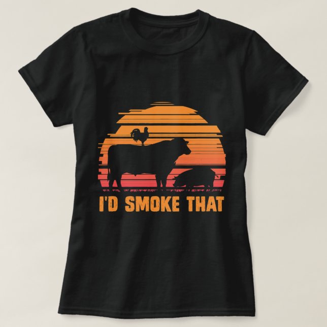 Kött Rökbarbecue Chef Steak Grilling BBQ T Shirt (Design framsida)