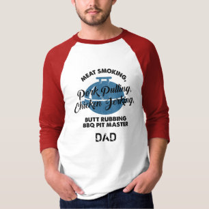 Kött Rökning BBQ Pit Master Pappa Fars Dag Anpassa T Shirt