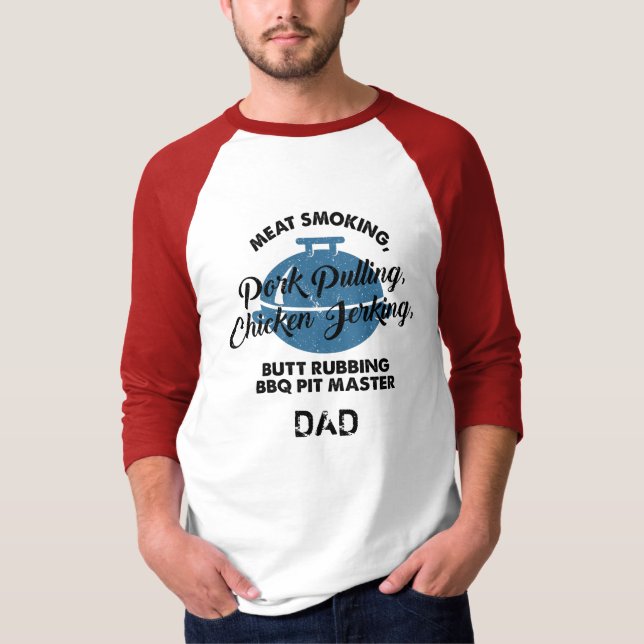 Kött Rökning BBQ Pit Master Pappa Fars Dag Anpassa T Shirt (Framsida)