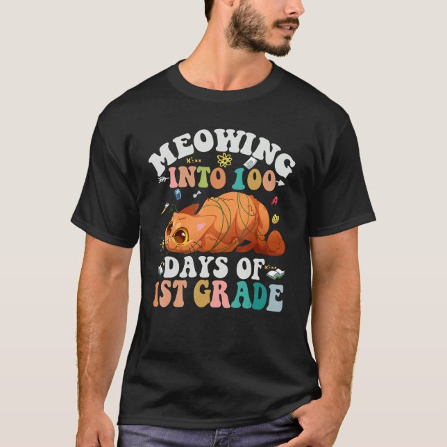 Kött till 100 dagar av 1:a NERD-katt Klass T Shirt (Framsida)