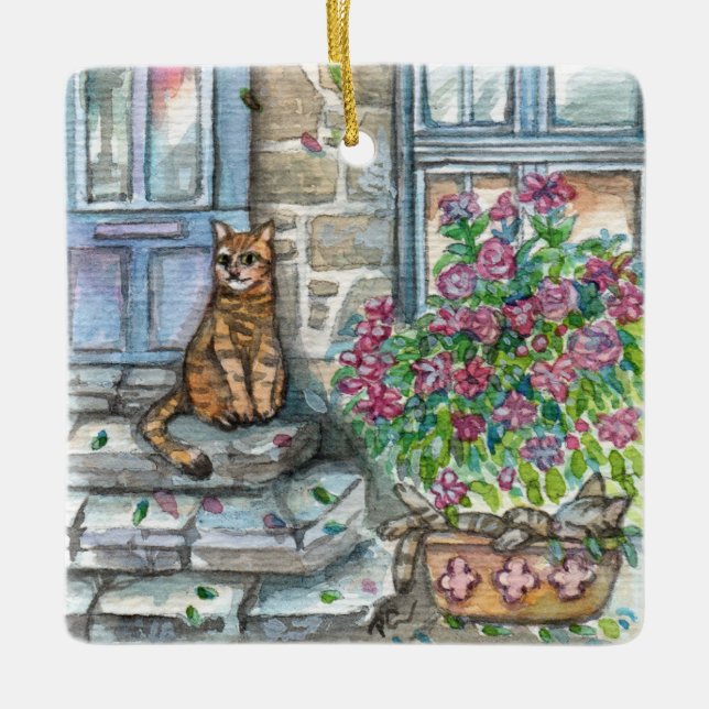 Kött vid dörren julgransprydnad keramik (Framsida)