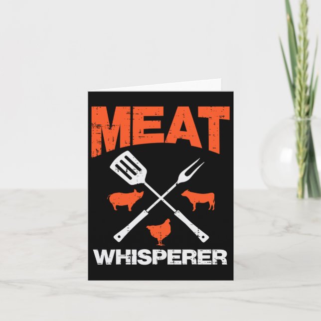 Kött Whisperer Funny Barbecue Grilling Bbq Grill M Kort (Framsida)