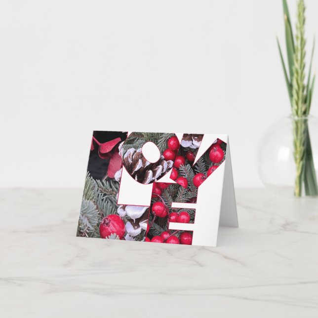 Kottar Ständgröna Röda Bär Kärlekskort Tack Kort (Framsida)