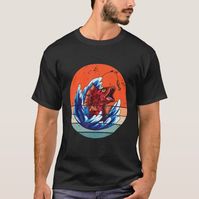Köttätande Fisk Fiske Retro 1 T Shirt (Framsida)