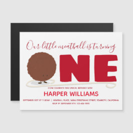 Köttboll en första födelsedag Magnetisk inbjudan Magnetisk Inbjudningskort