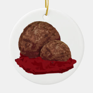 Köttbullar i sås julgransprydnad keramik