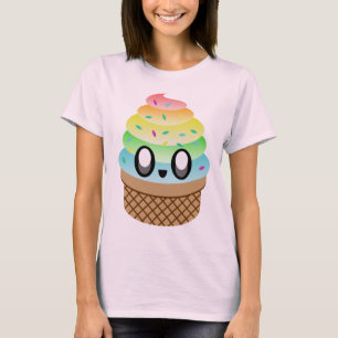KOTTE SÖT LÄCKER YAY FÖR KAWAII-GLASSREGNBÅGE TEE