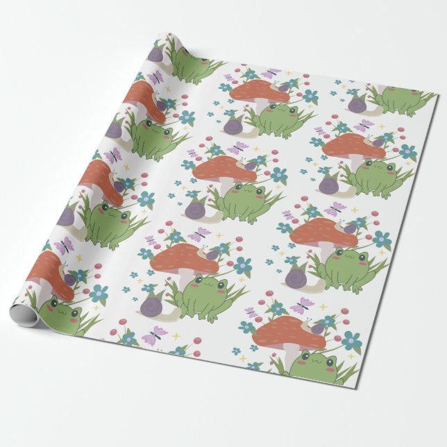 kottecorgroda svampar presentpapper (Utrullad)