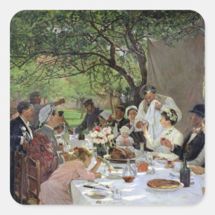 Köttet Bröllop i Yport, 1886 Fyrkantigt Klistermärke