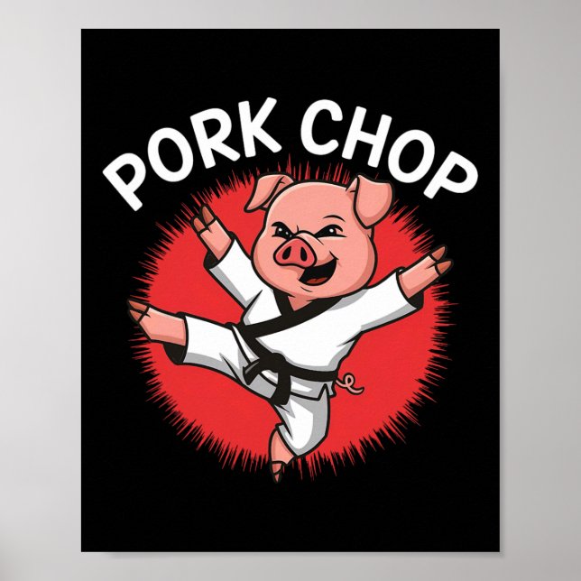 Köttfläsk Karate Gris Kul För Griskryddat Fans  Poster (Framsidan)