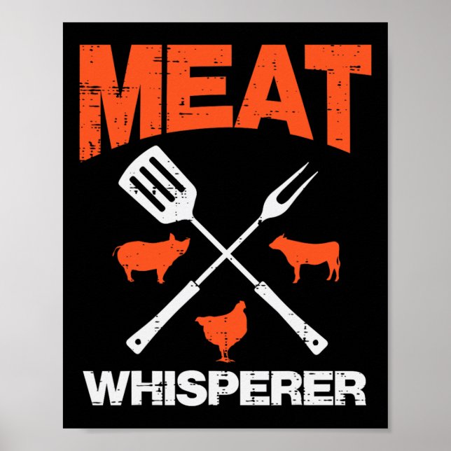 Köttflüstaren Rolig Grillning Bbq Grill M Poster (Framsidan)