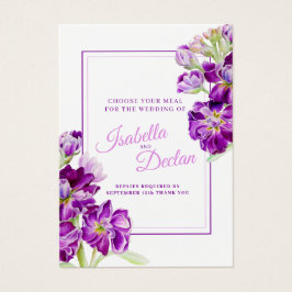 Köttkort för lagrar lila i bröllop visitkort