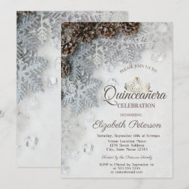 Kottkott, Snöflingor, Tiara, Quinceañera Inbjudningar