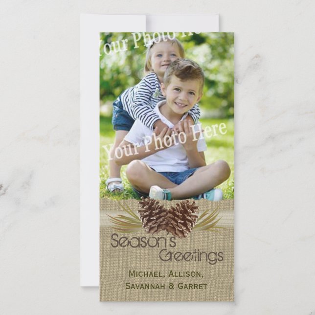 Kottkullar och jutesnöre Julhälsning i rustik stil Julkort (Framsida)