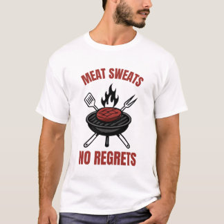 Köttsvett Inga Ånger Roligt BBQ Grillning Present T Shirt