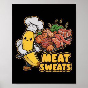 Köttsvett Kawaii Banana Bbq Tröja Poster