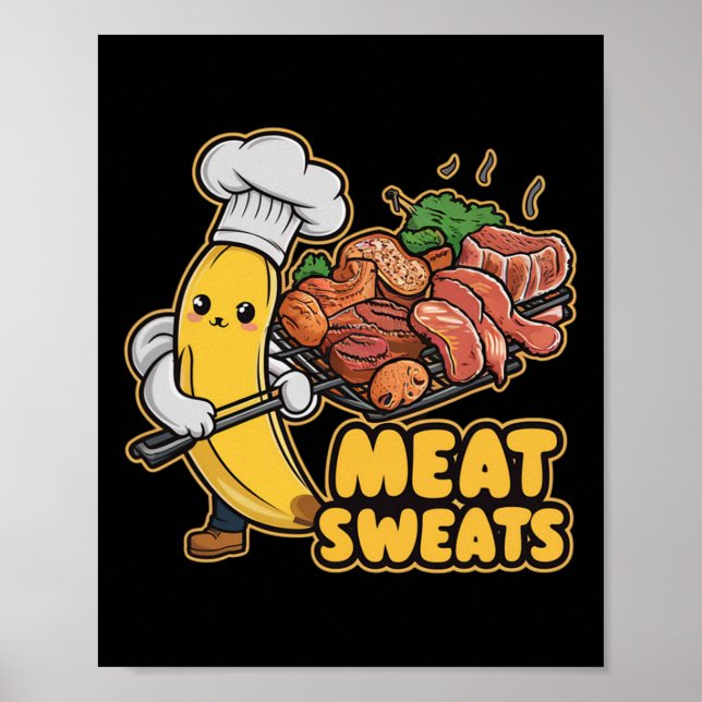 Köttsvett Kawaii Banana Bbq Tröja  Poster (Framsidan)